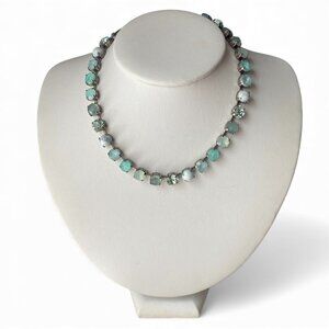 Mariana Aqua Blue Green Howlite Crystal Necklace Silver Plated 17" NWT icy boho